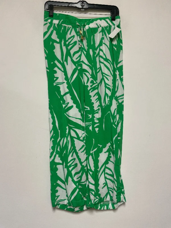 Trendy Sweaters Pants Wide Leg By Lilly Pulitzer In Green & White, Size: 2