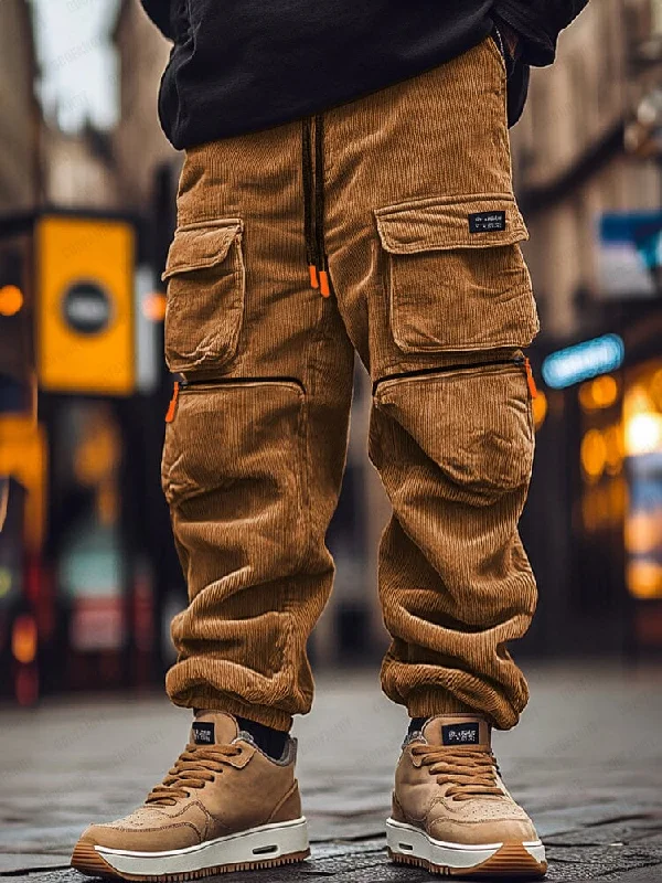 Funky T-shirts Corduroy Multi Pockets Cargo Pants