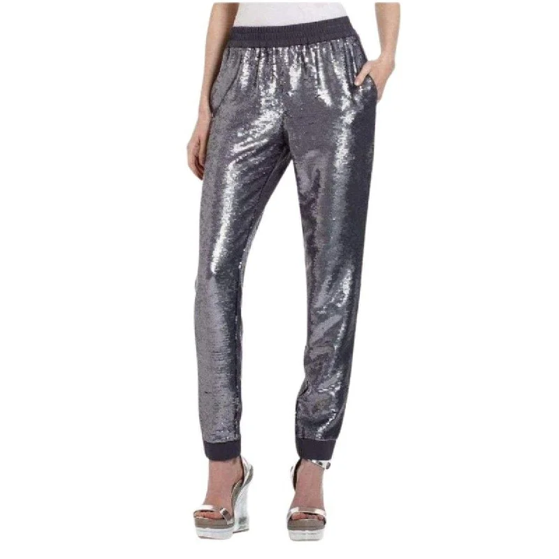 Stylish Sneakers Grey Silk Zhara Sequinned Pants