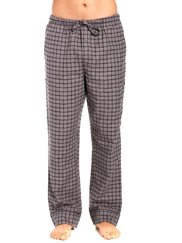 Rain Jackets Mens Gingham 100% Cotton Flannel Lounge Pants - Checks - Charcoal Black