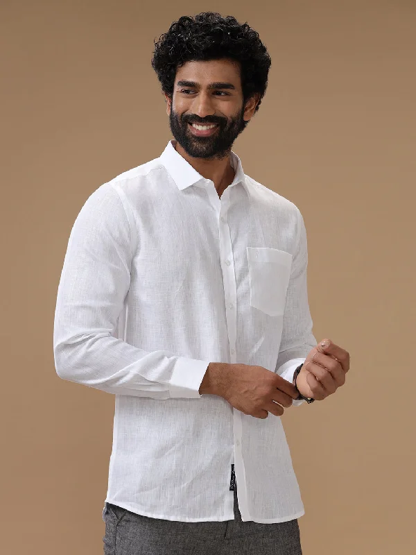 Designer Gloves Men Pure Linen White Shirt 5445