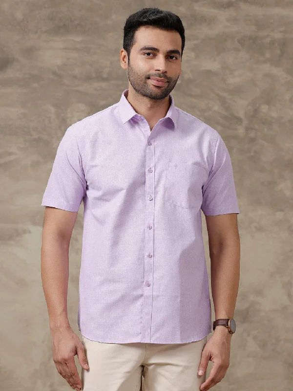 Premium Fabric Men Cotton Blend Half Sleeves Shirt Violet T1 GC17