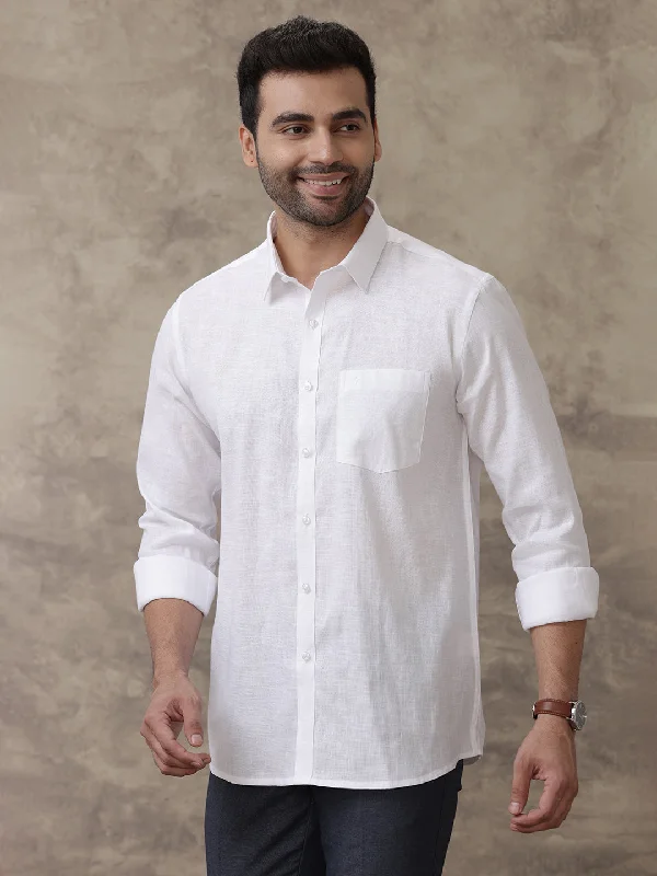 Modern Style Men RR Linen Cotton White Shirt