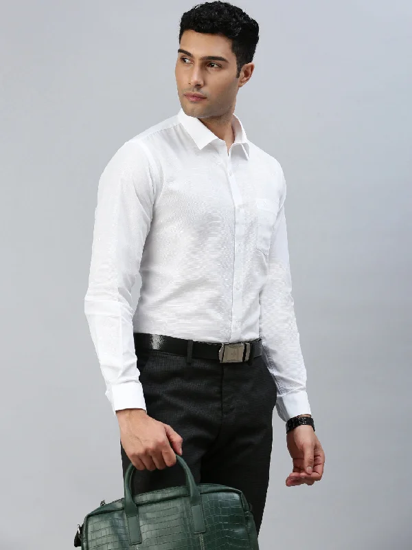 Classic Casual Men 100% Cotton Shirt Celebrity White V2