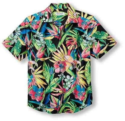 Simple Styles Tommy Bahama IslandZone Bahama IslandZone Coast Jungle Haven Camp Shirt - Black