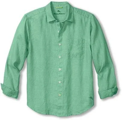 Versatile Style Tommy Bahama Sea Glass Breezer Linen Long Sleeve Shirt - Bright Palm Green