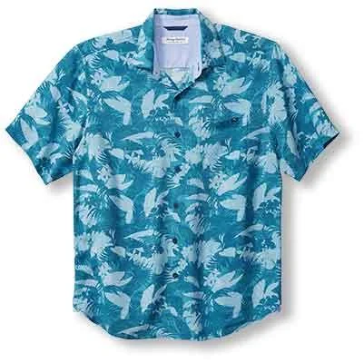 Cool Comfort Tommy Bahama Veracruz Cay Paradise Camo Camp Shirt - Blue Allure