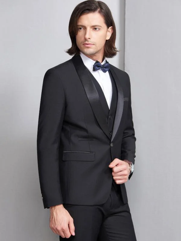 Turtleneck Sweaters Formal Slim Fit Three Piece Tuxedo Suit