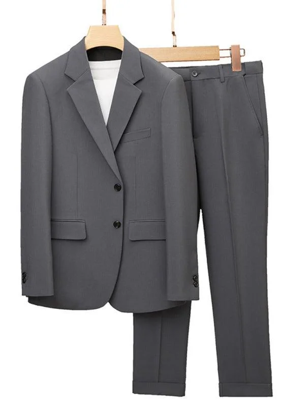 Comfortable Sneakers Formal Slim Fit 2-Piece Grey Suit