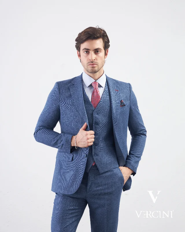 Jogging Suits Vercini Azure Serenity Deluxe Three-Piece Men's Suit